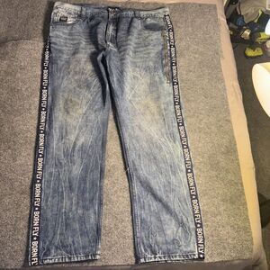Born Fly Jeans Men's 46 Blue Denim Classic Work Wear‎ Acid Wash Zip Coin Pocket
